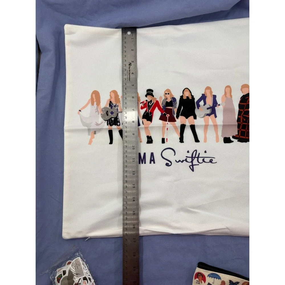 Taylor Swift Fan Bundle Eras Tour Pillow Cover Makeup Bag 75pc Sticker Pack Lot